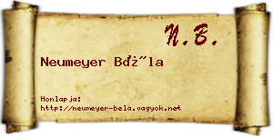 Neumeyer Béla névjegykártya
